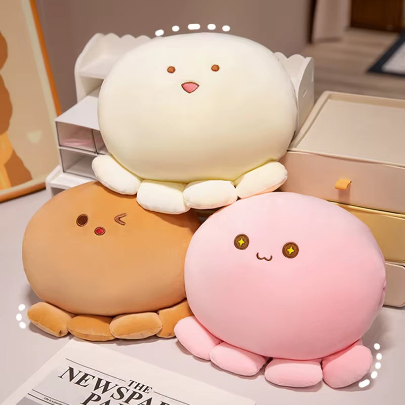 New Funny Cute Multiple Styles Anime Cartoon Octopus Ball Hands Warmer Plush Pillow Soft Comfy Warming Hands Pillow Nice Gift
